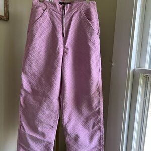Pink Textured Pants